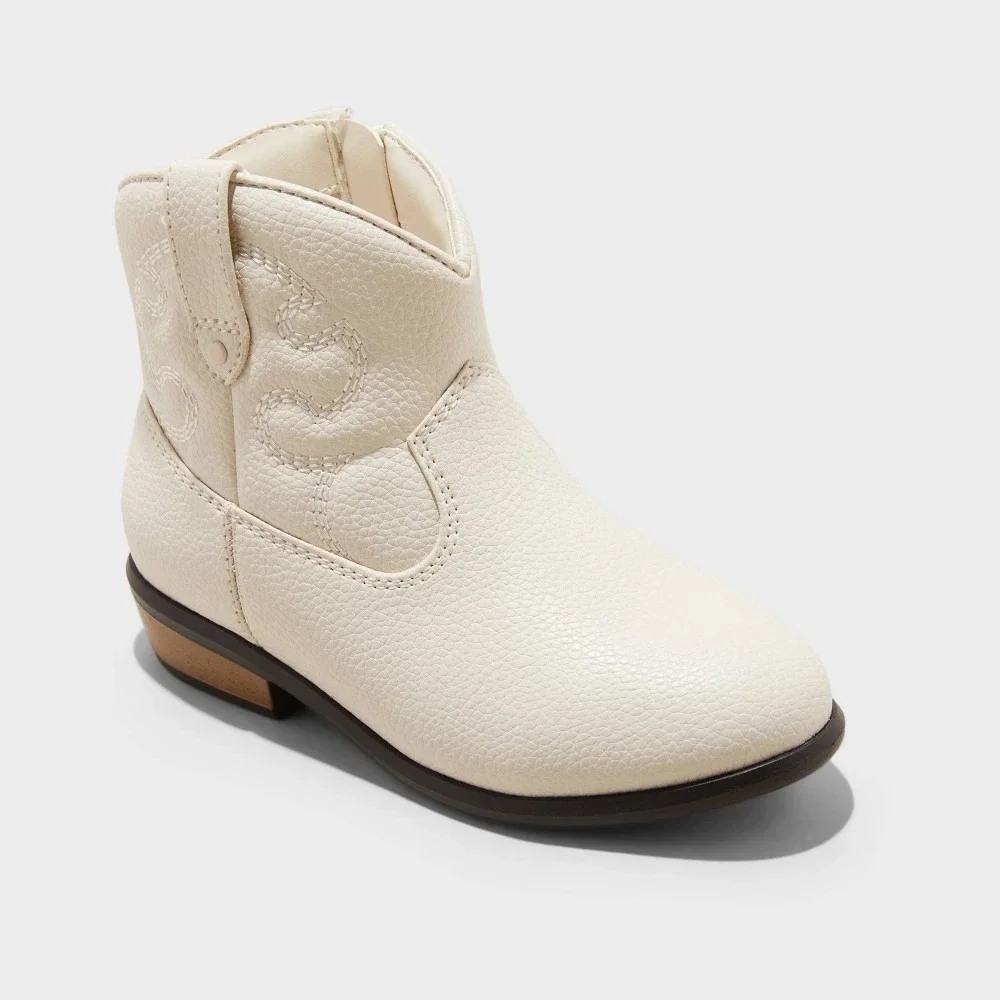 Cat & Jack Addie Western Boots Toddler Girls 5 Cream NWT